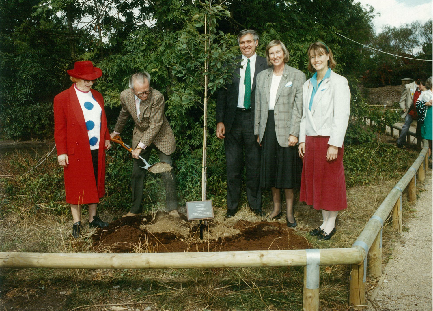 Sir Mills planting a commemorative tree at the opening of the centre on the 21st of September 1990.
